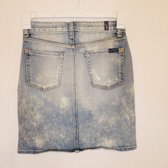 7 for All Mankind denim bleach washed pencil skirt retro Y2K size 24 - Picture 2 of 9